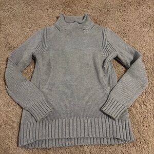 Womens J. Crew Always Roll Neck Fisherman Gray 100% Cotton Sweater Size Small